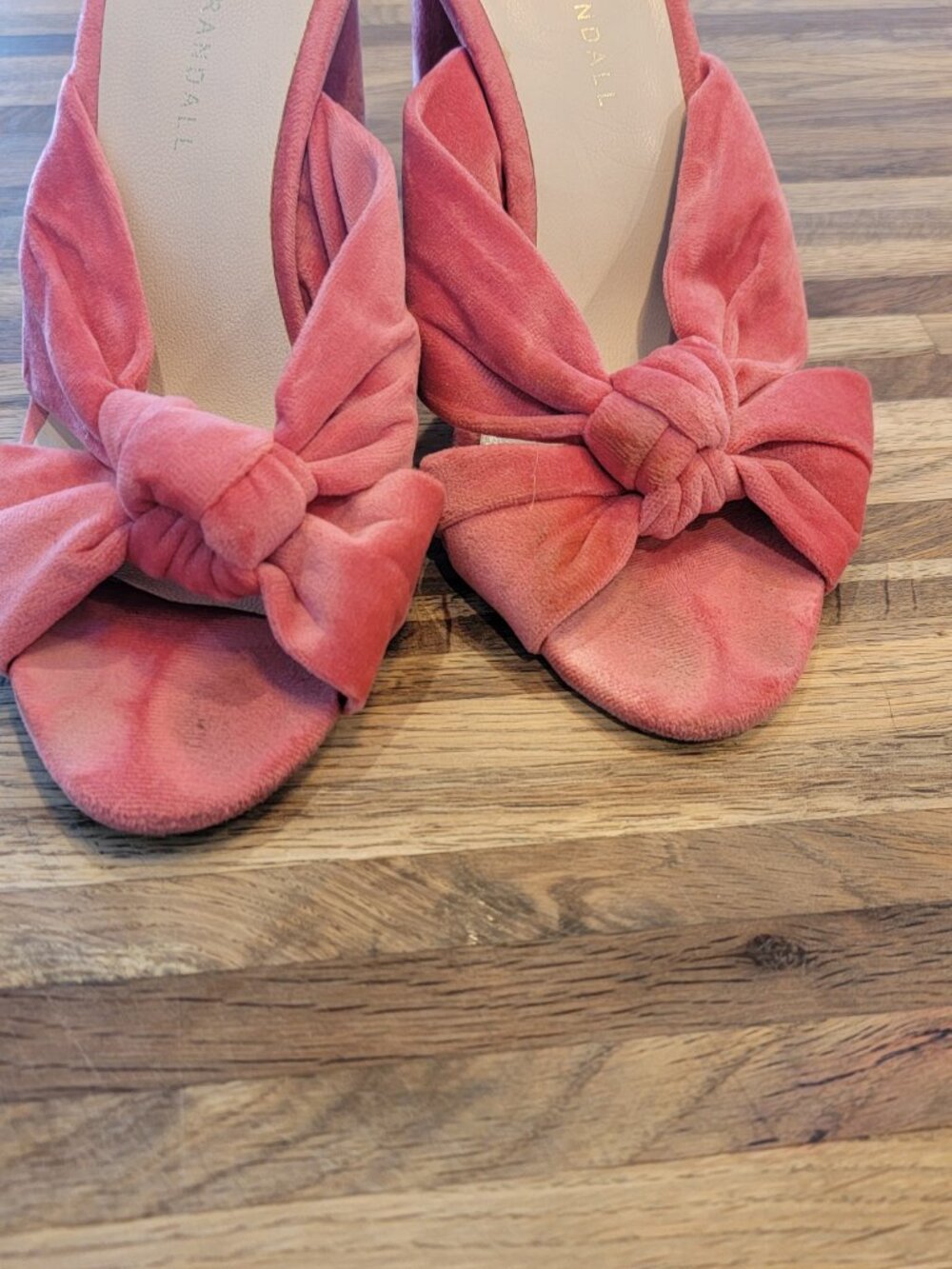 Loeffler Randall Pink Coco Knotted Velvet Heels/Mule Sandal - Picture 5 of 15